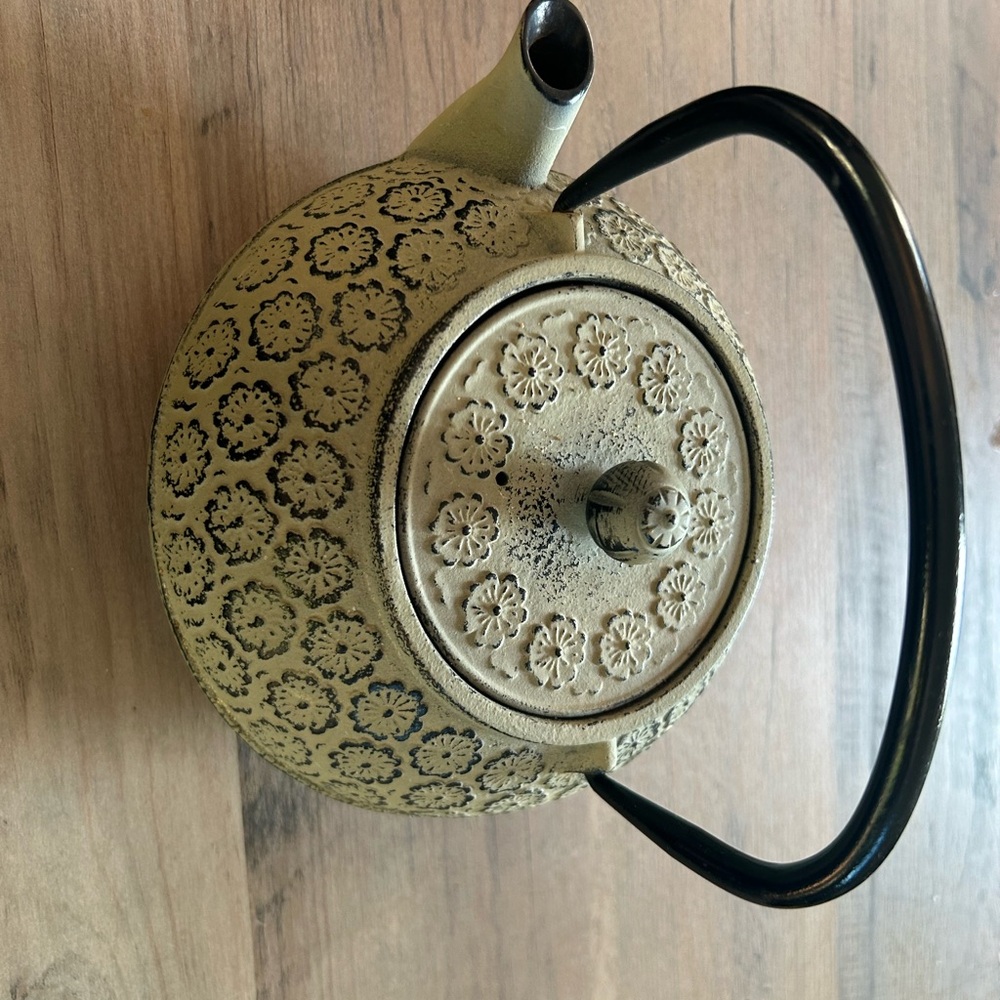 Elegant Cream Cast Iron Teapot